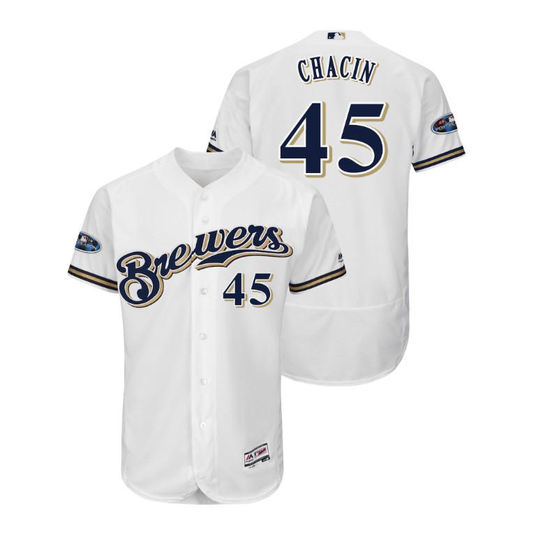 Milwaukee Brewers White #45 Jhoulys Chacin Flex Base Jersey Milwaukee Brewers White #45 Jhoulys Chacin Flex Base Jersey