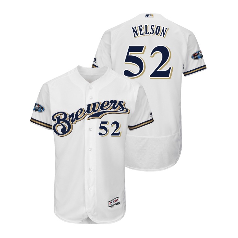 Milwaukee Brewers White #52 Jimmy Nelson Flex Base Jersey