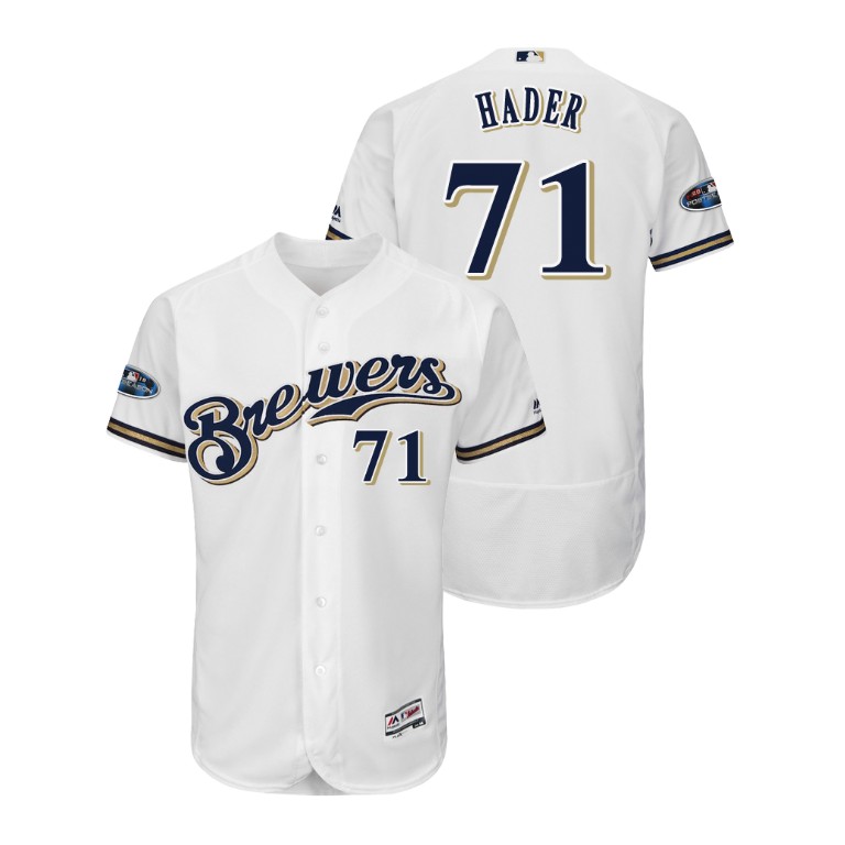 Milwaukee Brewers White #71 Josh Hader Flex Base Jersey Milwaukee Brewers White #71 Josh Hader Flex Base Jersey