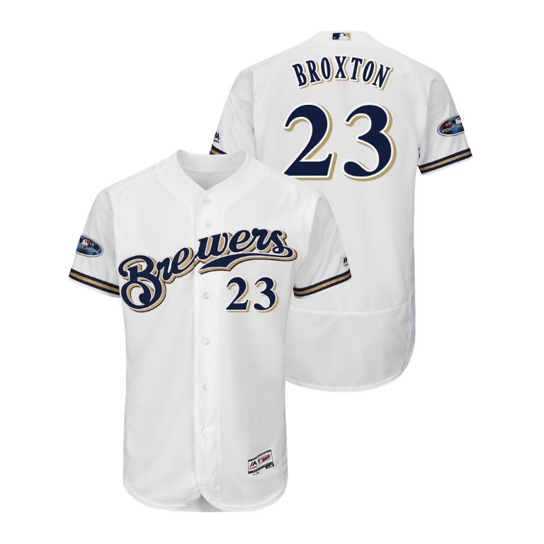 Milwaukee Brewers White #23 Keon Broxton Flex Base Jersey Milwaukee Brewers White #23 Keon Broxton Flex Base Jersey