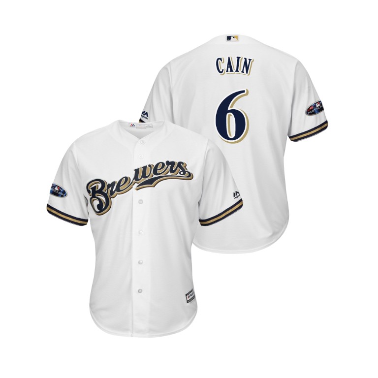Milwaukee Brewers White #6 Lorenzo Cain Cool Base Jersey