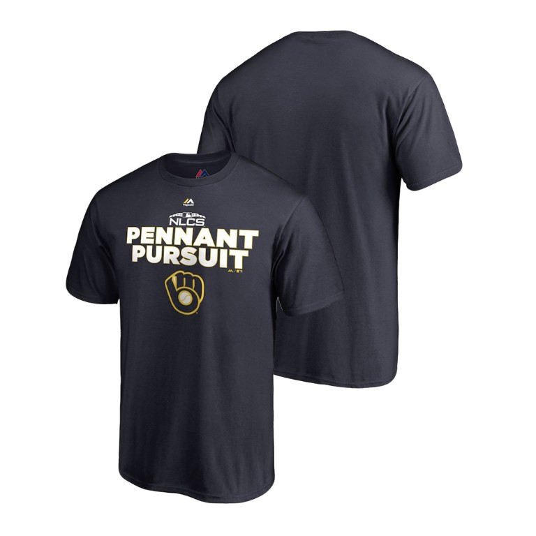 Milwaukee Brewers Pennant Pursuit Navy 2018 NLCS Leadoff Authentic Collection T-Shirt Milwaukee Brewers Pennant Pursuit Navy 2018 NLCS Leadoff Authentic Collection T-Shirt