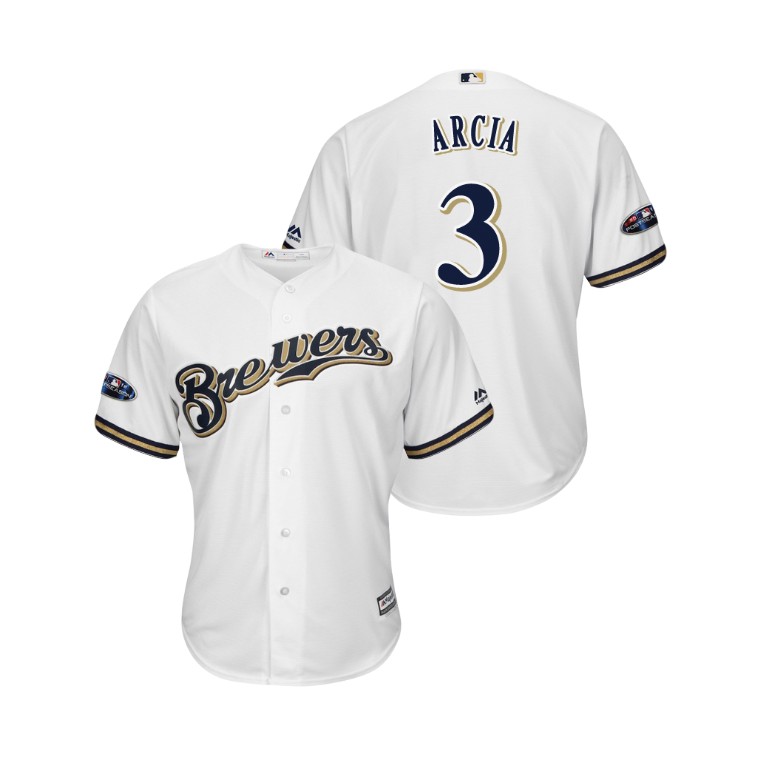 Milwaukee Brewers White #3 Orlando Arcia Cool Base Jersey Milwaukee Brewers White #3 Orlando Arcia Cool Base Jersey
