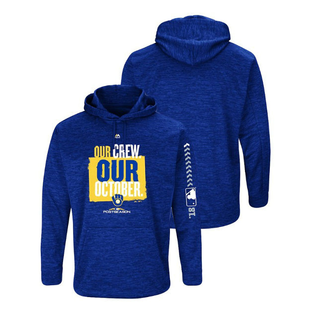 Milwaukee Brewers Streak Fleece Royal Authentic Collection Hoodie Milwaukee Brewers Streak Fleece Royal Authentic Collection Hoodie