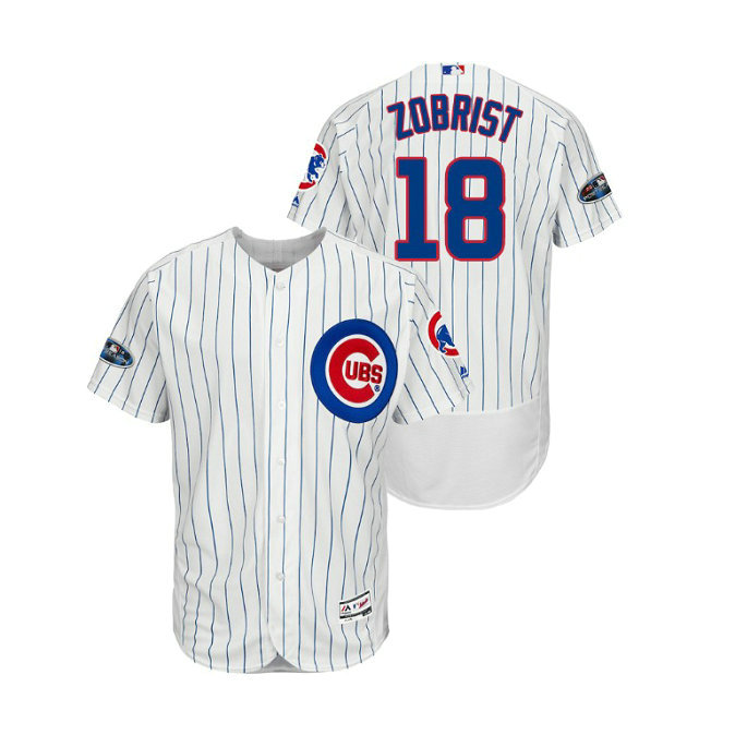 Chicago Cubs White #18 Ben Zobrist Flex Base Jersey Chicago Cubs White #18 Ben Zobrist Flex Base Jersey