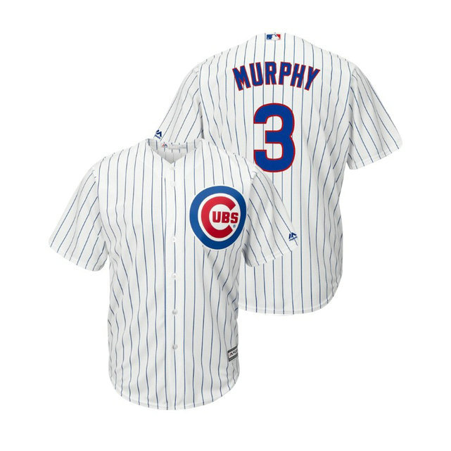 Chicago Cubs White #3 Cool Base Daniel Murphy Home Jersey