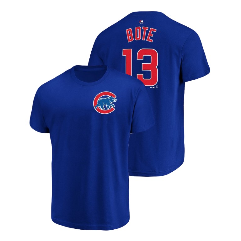 Chicago Cubs #13 Royal David Bote Name & Number Majestic Official T-Shirt
