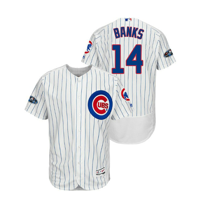 Chicago Cubs White #14 Ernie Banks Flex Base Jersey