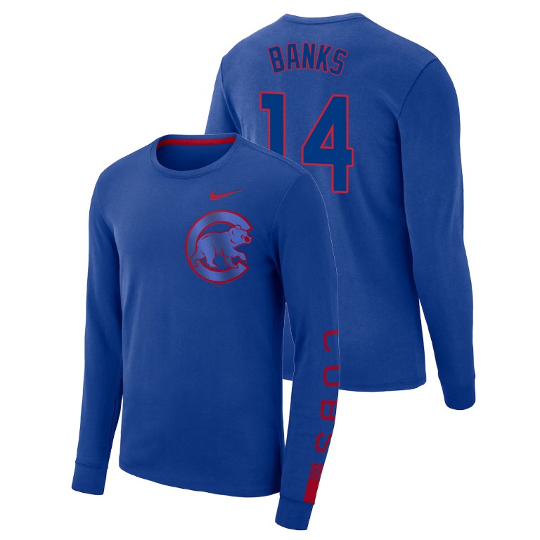Chicago Cubs Heavyweight Blue Ernie Banks Long Sleeve T-Shirt