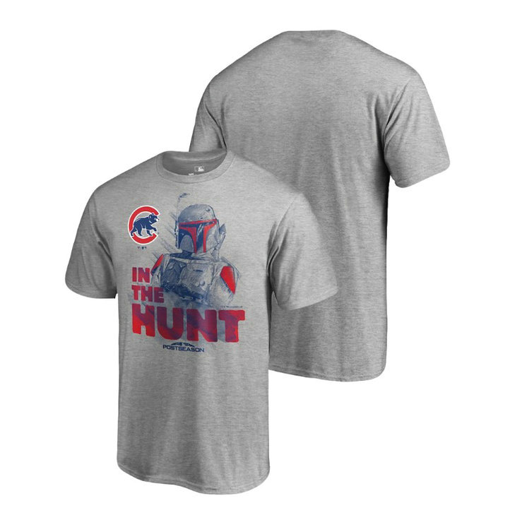 Chicago Cubs Star Wars In The Hunt Heather Gray T-Shirt Chicago Cubs Star Wars In The Hunt Heather Gray T-Shirt