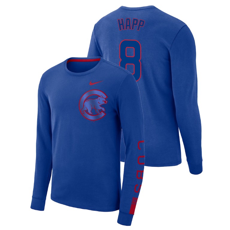 Chicago Cubs Heavyweight Blue Ian Happ Long Sleeve T-Shirt