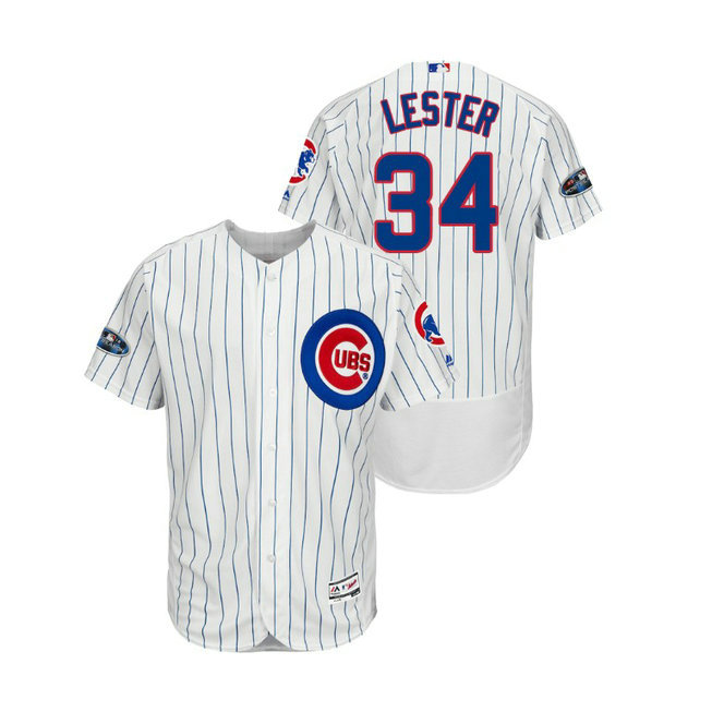 Chicago Cubs White #34 Jon Lester Flex Base Jersey