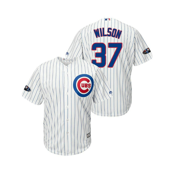 Chicago Cubs White #37 Justin Wilson Cool Base Jersey