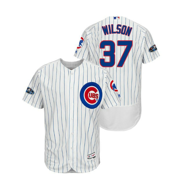 Chicago Cubs White #37 Justin Wilson Flex Base Jersey