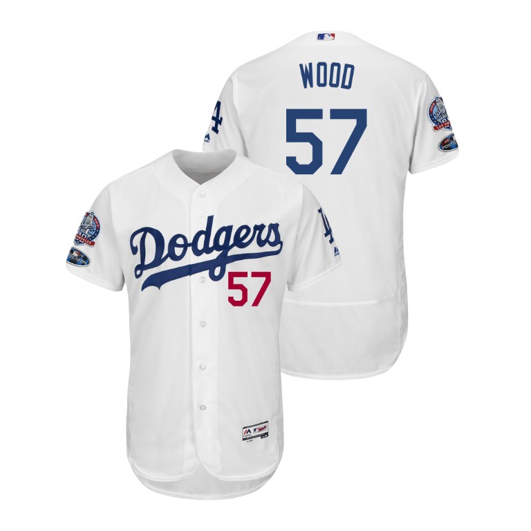 Los Angeles Dodgers White #57 Alex Wood Flex Base Jersey