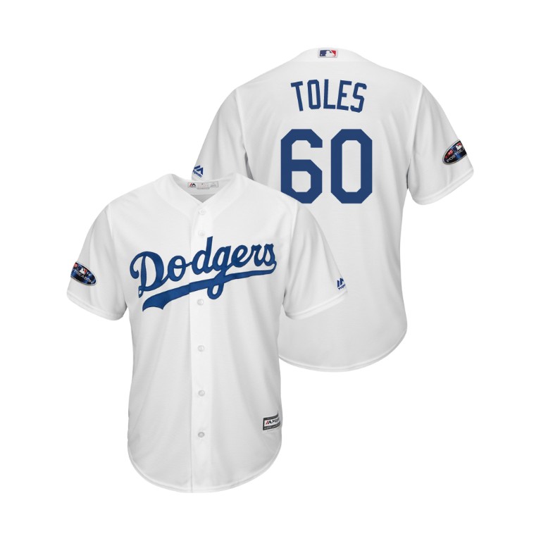 Los Angeles Dodgers White #60 Andrew Toles Cool Base Jersey Los Angeles Dodgers White #60 Andrew Toles Cool Base Jersey
