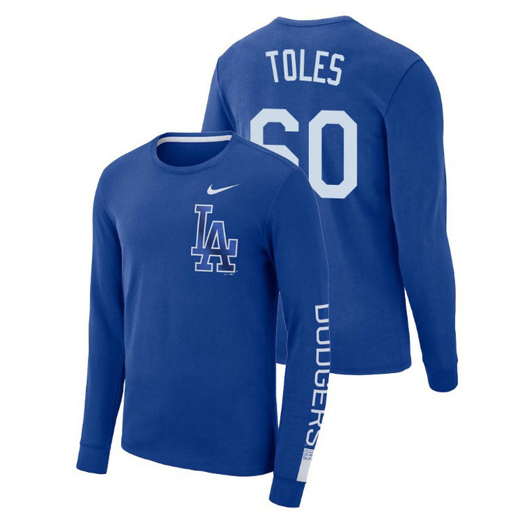 Los Angeles Dodgers Heavyweight Blue Andrew Toles Long Sleeve T-Shirt