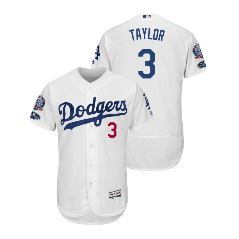 Los Angeles Dodgers White #3 Chris Taylor Flex Base Jersey