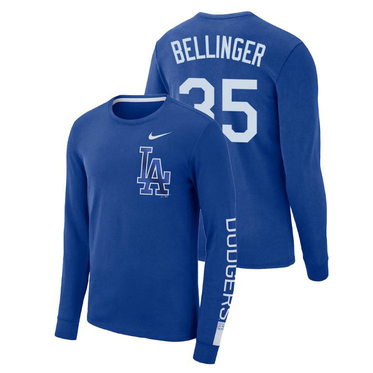 Los Angeles Dodgers Heavyweight Blue Cody Bellinger Long Sleeve T-Shirt Los Angeles Dodgers Heavyweight Blue Cody Bellinger Long Sleeve T-Shirt