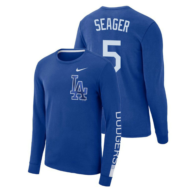Los Angeles Dodgers Heavyweight Blue Corey Seager Long Sleeve T-Shirt Los Angeles Dodgers Heavyweight Blue Corey Seager Long Sleeve T-Shirt
