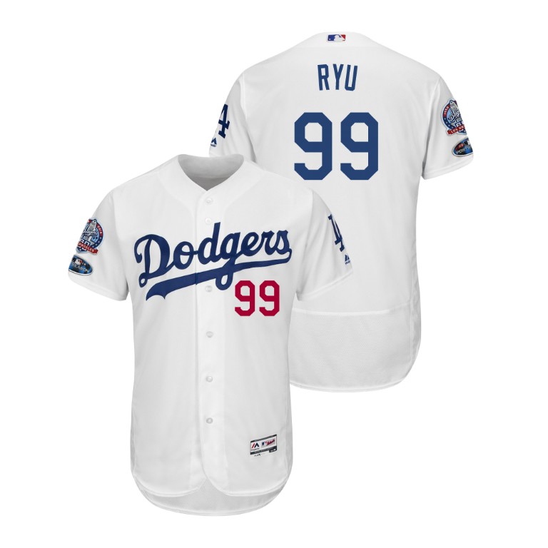 Los Angeles Dodgers White #99 Hyun-Jin Ryu Flex Base Jersey