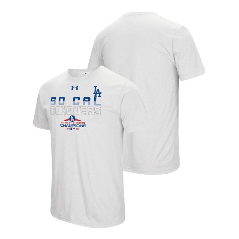 Los Angeles Dodgers Conquer White 2018 NL West Division Champions Under Armour T-Shirt Los Angeles Dodgers Conquer White 2018 NL West Division Champions Under Armour T-Shirt