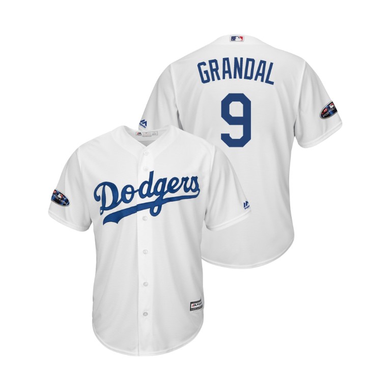 Los Angeles Dodgers White #9 Yasmani Grandal Cool Base Jersey