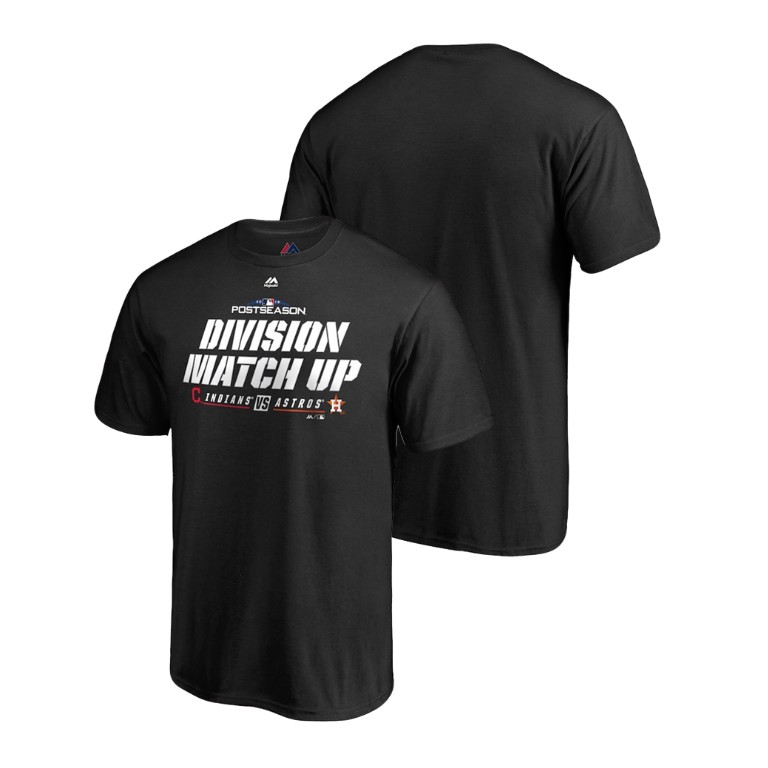 Cleveland Indians vs. Houston Astros Black 2018 AL Division Series Matchup Double Majestic T-Shirt Cleveland Indians vs. Houston Astros Black 2018 AL Division Series Matchup Double Majestic T-Shirt