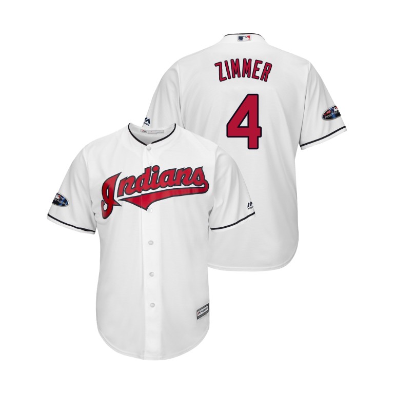 Cleveland Indians White #4 Bradley Zimmer Cool Base Jersey
