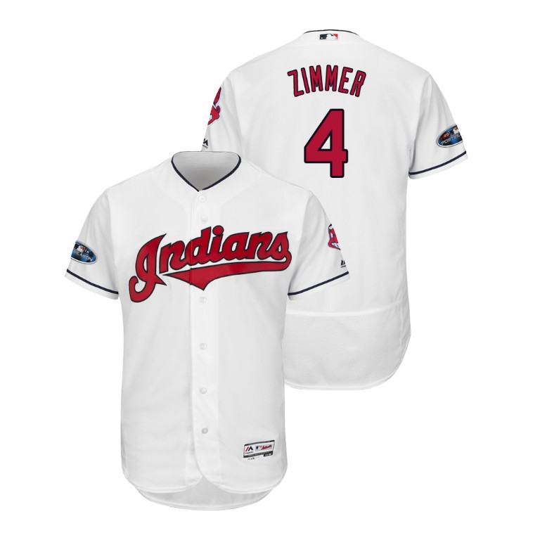 Cleveland Indians White #4 Bradley Zimmer Flex Base Jersey