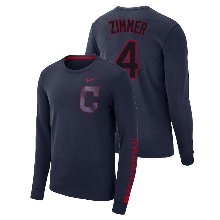 Cleveland Indians Heavyweight Navy Bradley Zimmer Long Sleeve T-Shirt