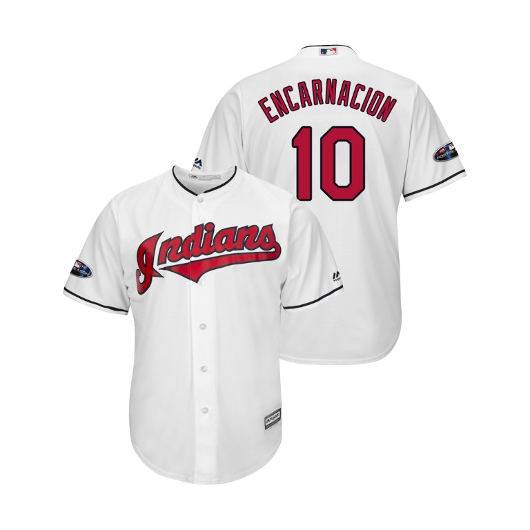 Cleveland Indians White #10 Edwin Encarnacion Cool Base Jersey