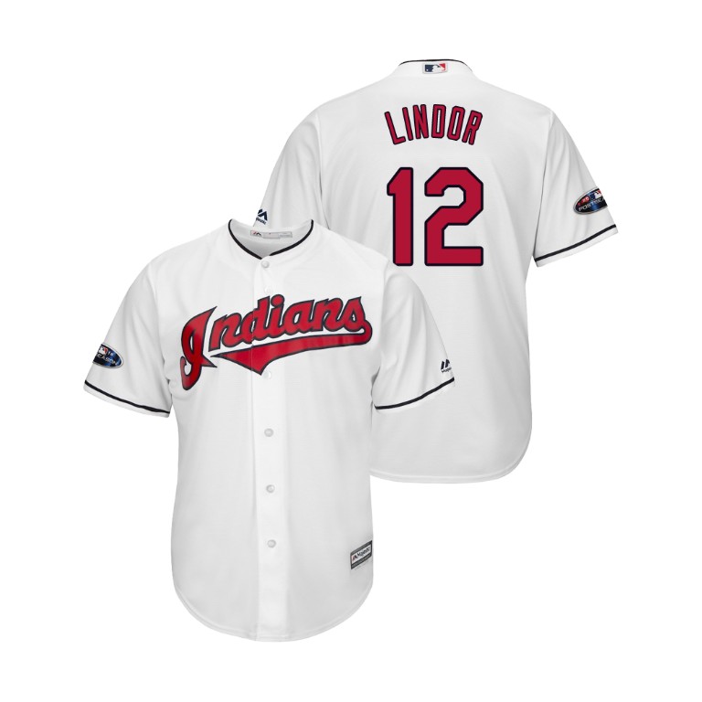 Cleveland Indians White #12 Francisco Lindor Cool Base Jersey