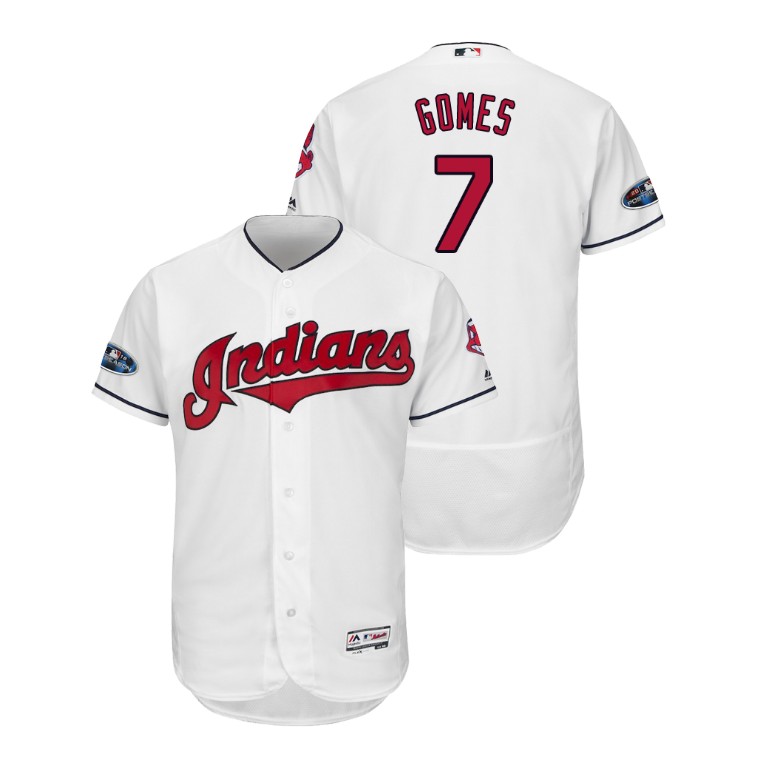 Cleveland Indians White #7 Yan Gomes Flex Base Jersey