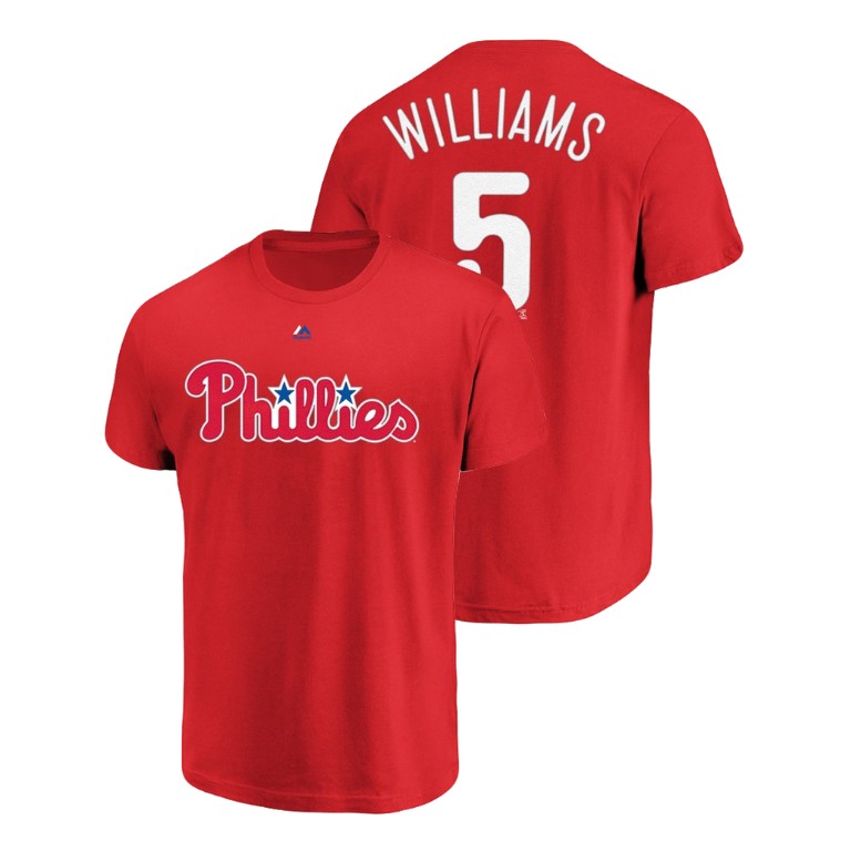 Philadelphia Phillies #5 Red Nick Williams Name & Number Majestic Official T-Shirt