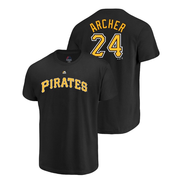 Pittsburgh Pirates #24 Black Chris Archer Name & Number Majestic Official T-Shirt Pittsburgh Pirates #24 Black Chris Archer Name & Number Majestic Official T-Shirt