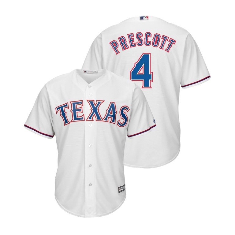 Texas Rangers White #4 Cool Base Dak Prescott NFL x MLB Crossover Jersey Texas Rangers White #4 Cool Base Dak Prescott NFL x MLB Crossover Jersey