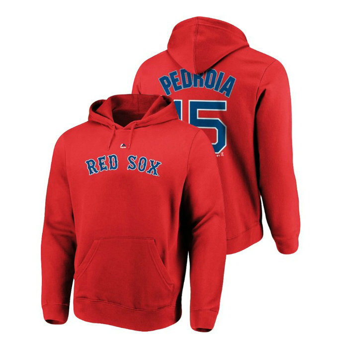 Boston Red Sox #15 Red Dustin Pedroia Name & Number Authentic Majestic Hoodie Boston Red Sox #15 Red Dustin Pedroia Name & Number Authentic Majestic Hoodie