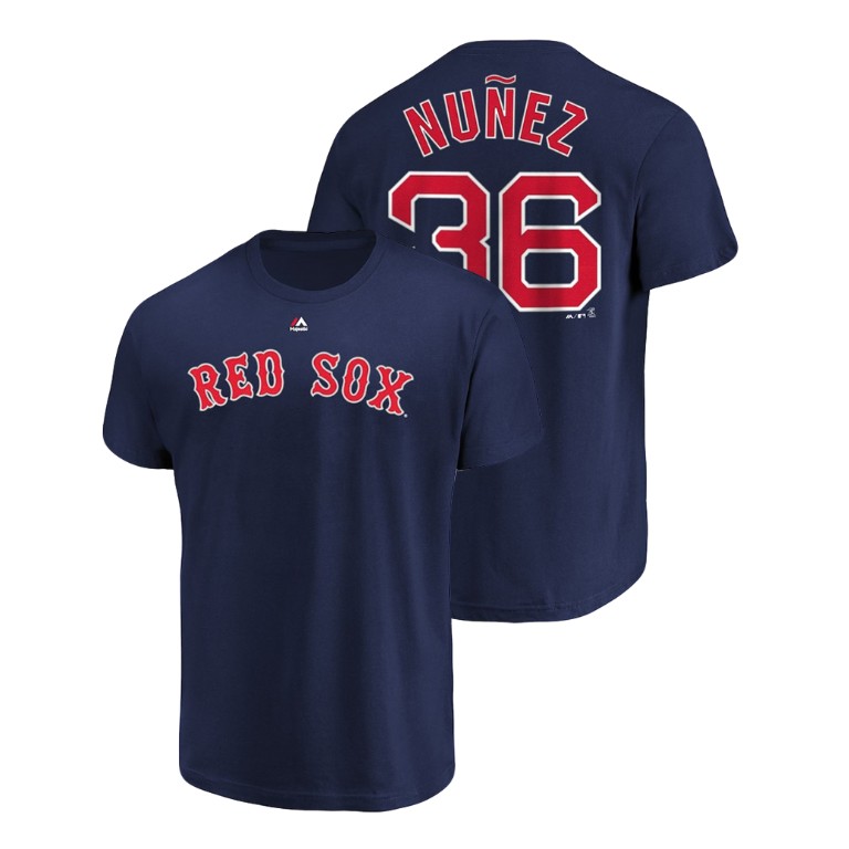 Boston Red Sox #36 Navy Eduardo Nunez Name & Number Majestic Official T-Shirt Boston Red Sox #36 Navy Eduardo Nunez Name & Number Majestic Official T-Shirt