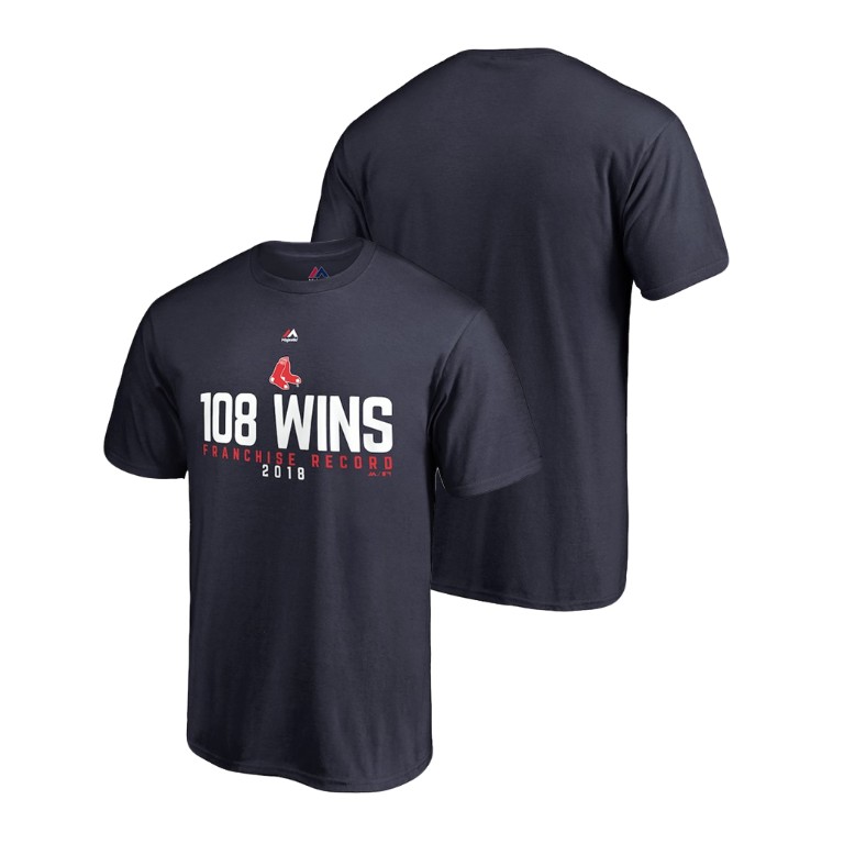 Boston Red Sox 108 Wins Navy 2018 Franchise Record Majestic T-Shirt Boston Red Sox 108 Wins Navy 2018 Franchise Record Majestic T-Shirt