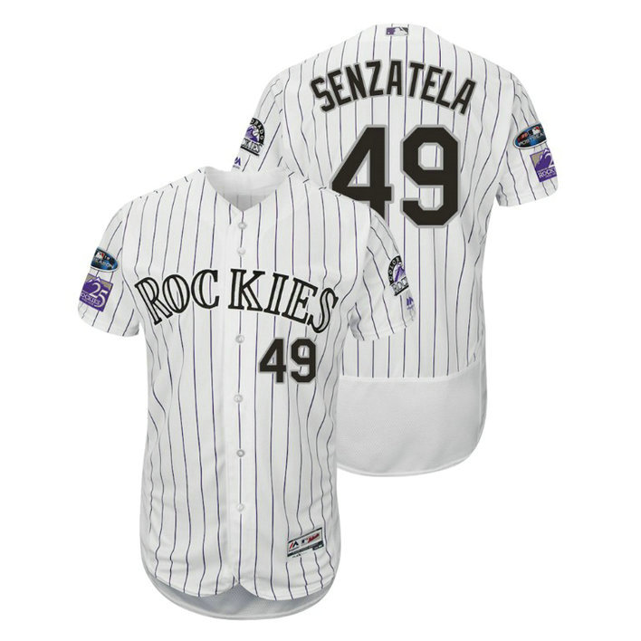 Colorado Rockies White #49 Antonio Senzatela Flex Base Jersey