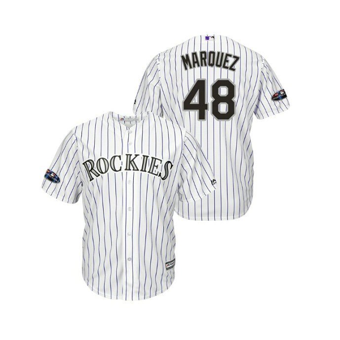 Colorado Rockies White #48 German Marquez Cool Base Jersey