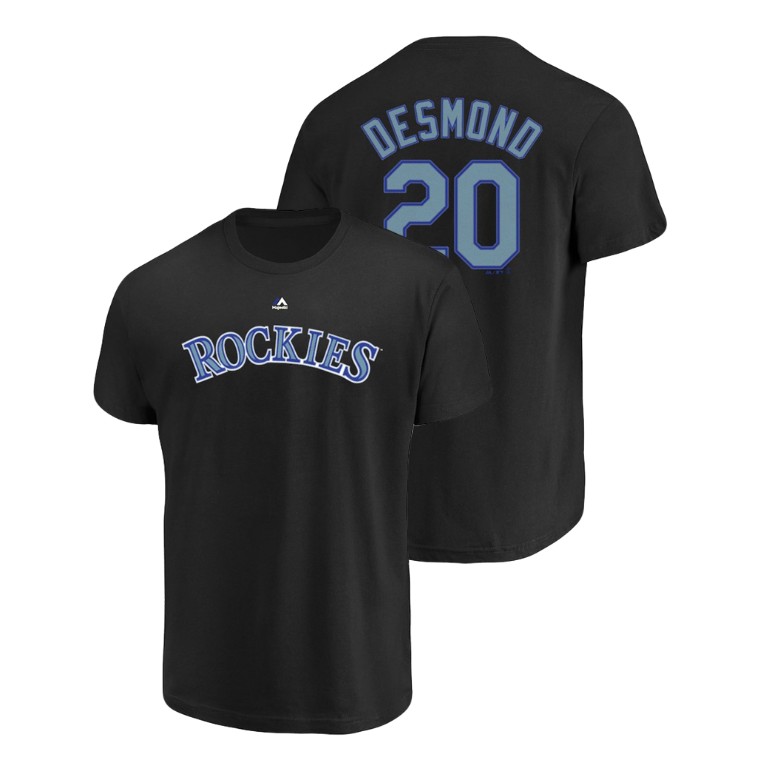 Colorado Rockies #20 Black Ian Desmond Name & Number Majestic Official T-Shirt Colorado Rockies #20 Black Ian Desmond Name & Number Majestic Official T-Shirt