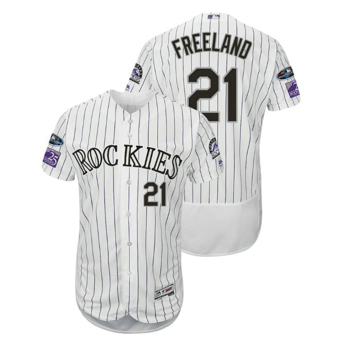 Colorado Rockies White #21 Kyle Freeland Flex Base Jersey