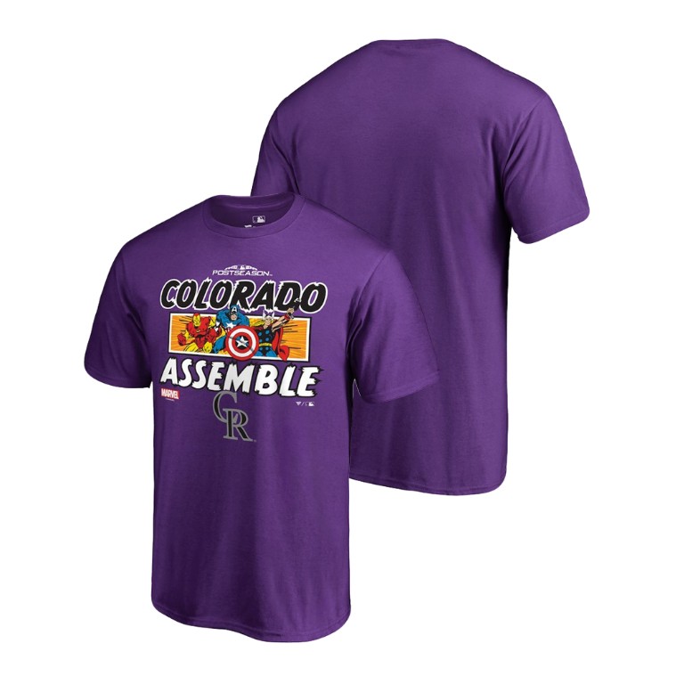Colorado Rockies Marvel Avengers Assemble Purple T-Shirt Colorado Rockies Marvel Avengers Assemble Purple T-Shirt