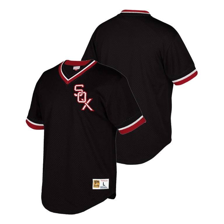 Chicago White Sox Cooperstown Collection Black Mesh V-Neck Jersey Chicago White Sox Cooperstown Collection Black Mesh V-Neck Jersey