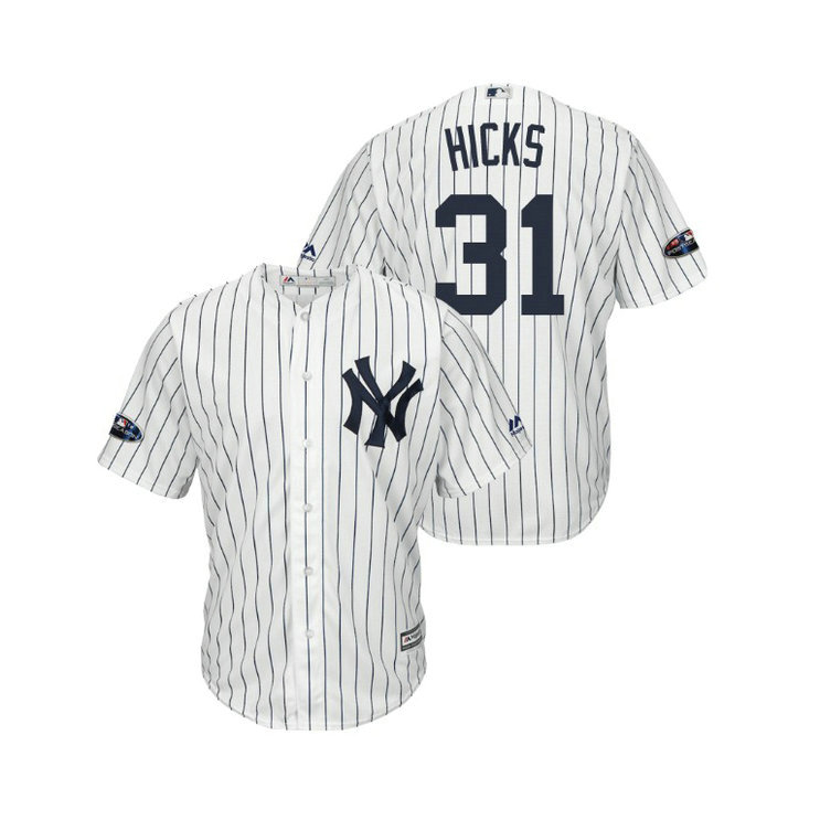 New York Yankees White #31 Aaron Hicks Cool Base Jersey