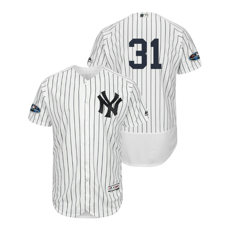 New York Yankees White #31 Aaron Hicks Flex Base Jersey