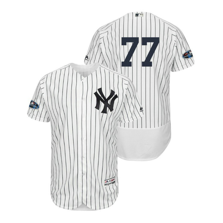 New York Yankees White #77 Clint Frazier Flex Base Jersey
