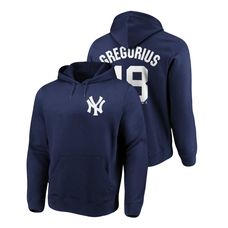 New York Yankees #18 Navy Didi Gregorius Name & Number Authentic Majestic Hoodie